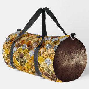 Elegant gold girly mermaid scales duffle bag