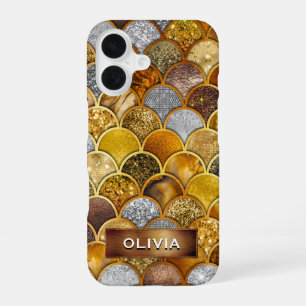 Elegant gold girly mermaid scales iPhone 16 case