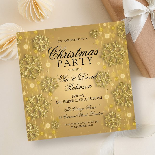 Elegant Gold Glam Christmas Holiday Party Invitation (Elegant Gold Glam Christmas Holiday Party Invitation)