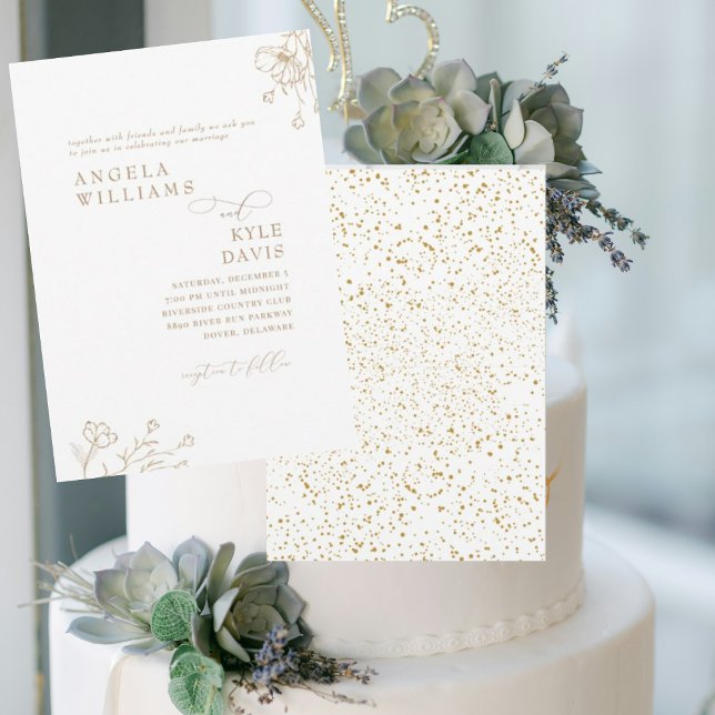 Elegant Gold Glam Floral No Parents Wedding  Invitation (Creator Uploaded)