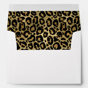 Elegant Gold Glam Leopard Return Address  Envelope