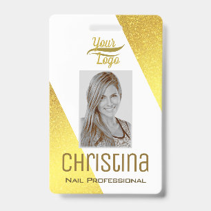 Elegant Gold Glamour Triangle Modern Stylish Chic ID Badge