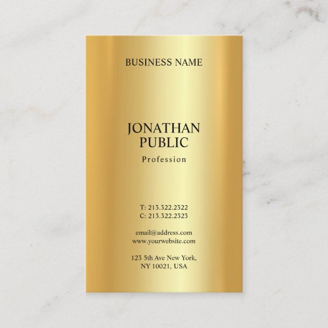 Elegant Gold Glamourous Professional Modern Trendy Business Card (Front)