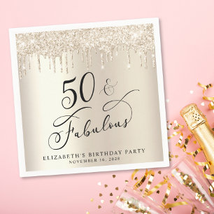 Elegant Gold Glitter 50th Birthday Party  Napkin