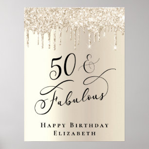 Elegant Gold Glitter 50th Birthday Party Poster