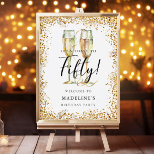 Elegant Gold Glitter 50th Birthday Party Welcome Poster