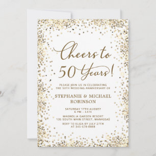 Elegant Gold Glitter 50th Wedding Anniversary Invitation