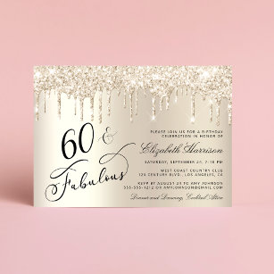 Elegant Gold Glitter 60th Birthday Party Invitation