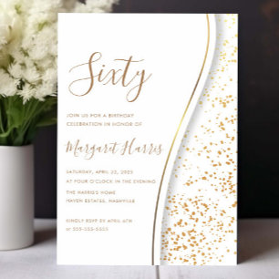 Elegant Gold Glitter 60th Sixty Birthday Invitation