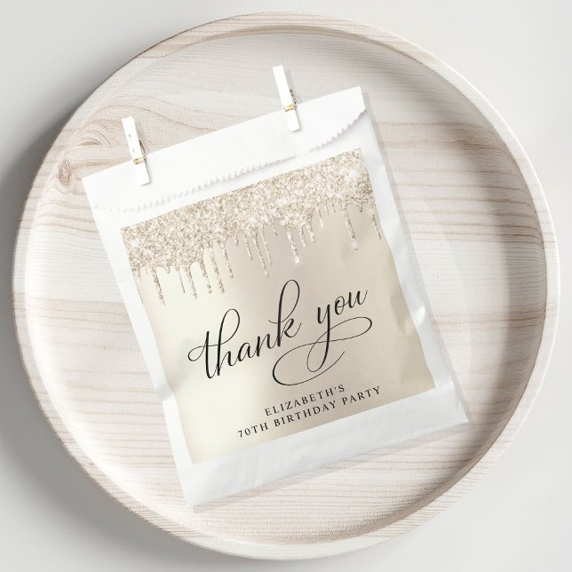 Elegant Gold Glitter 70th Birthday Party Favour Bags (Creator Uploaded)