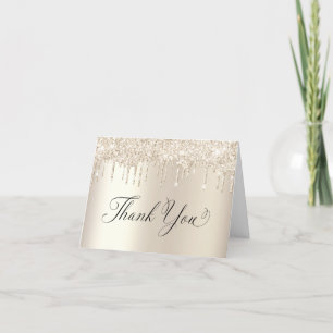 Elegant Gold Glitter 70th Birthday Party Thank You Card