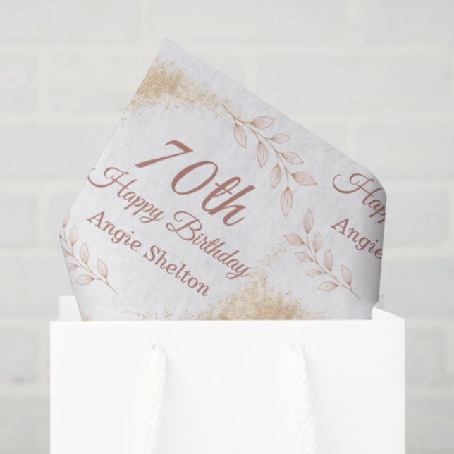 Elegant Gold Glitter 70th Birthday Tissue Paper (Gift Bag)