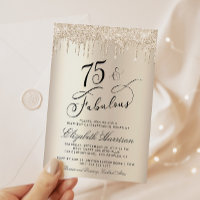 Elegant Gold Glitter 75th Birthday Party