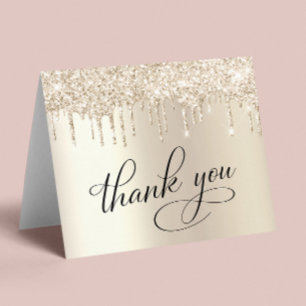 Elegant Gold Glitter 75th Birthday Party Thank You Card