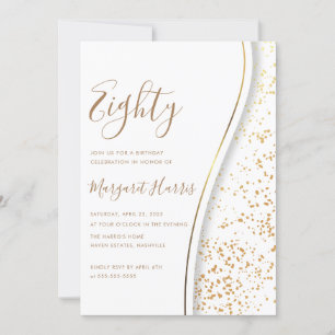 Elegant Gold Glitter 80th Eighty Birthday Invitation
