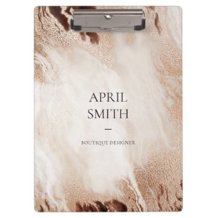 Elegant Gold Glitter Agate Marble Texture Beige Clipboard