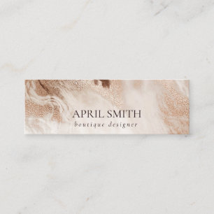 Elegant Gold Glitter Agate Marble Texture Beige Mini Business Card