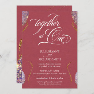 Elegant Gold Glitter Amethyst Modern Red Invitatio Invitation
