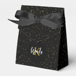 Elegant Gold glitter and sparkles on black Favour Box
