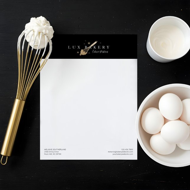 Elegant Gold Glitter Bakery Whisk Letterhead (Elegant Gold Glitter Bakery Whisk Letterhead)