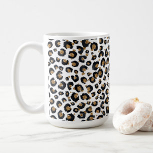 Elegant Gold Glitter Black Leopard Animal Print Coffee Mug