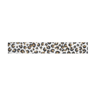 Elegant Gold Glitter Black Leopard Animal Print Wrap Around Label