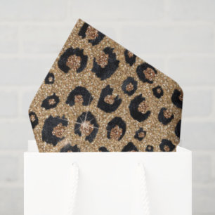 Elegant Gold Glitter Black Leopard Print Tissue Paper