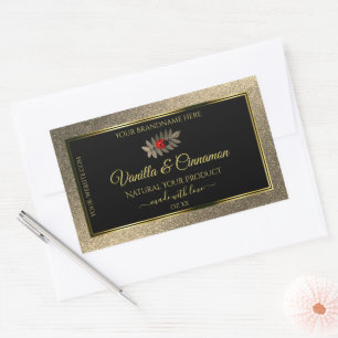 Elegant Gold Glitter Black Product Labels Ladybug