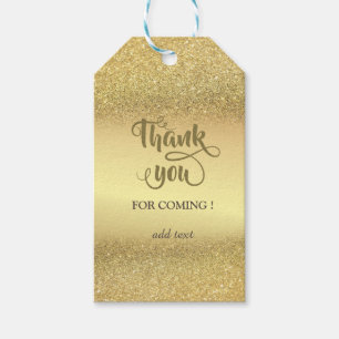 Elegant Gold Glitter Bokeh Wedding Thank You Gift Tags