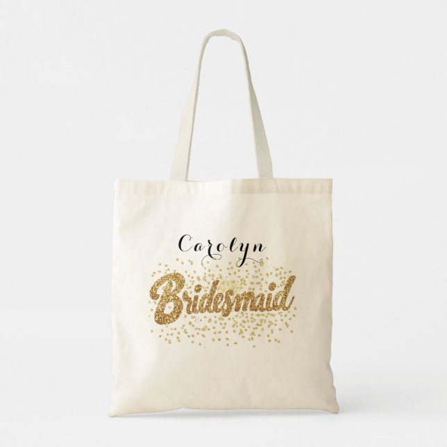 Elegant Gold Glitter Bridesmaid    Tote Bag (Back)