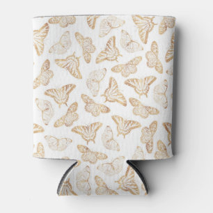 Elegant Gold Glitter Butterfly Glam Design Can Cooler