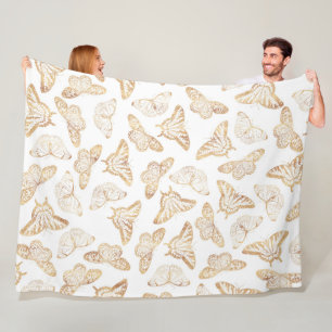 Elegant Gold Glitter Butterfly Glam Design Fleece Blanket
