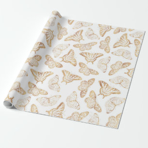 Elegant Gold Glitter Butterfly Glam Design Wrapping Paper