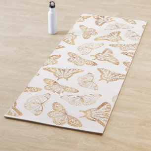 Elegant Gold Glitter Butterfly Glam Design Yoga Mat