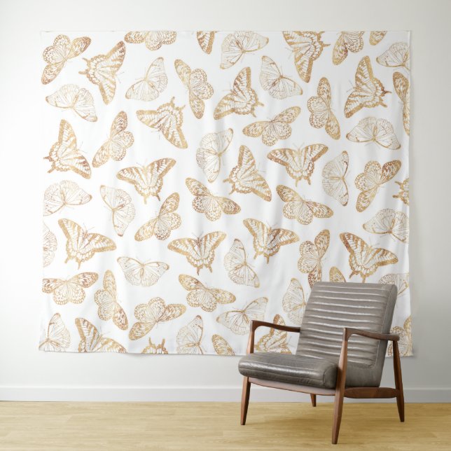 Elegant Gold Glitter Butterfly Tapestry (In Situ (Horizontal))