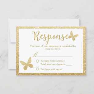 Elegant Gold Glitter Butterfly Wedding Response