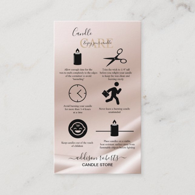 Elegant Gold Glitter Candle Care Business Card (Front)