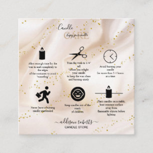 Elegant Gold Glitter Candle Care Square Business Card