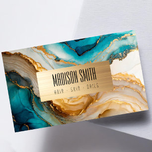 Elegant Gold Glitter Chic Marble Business Card