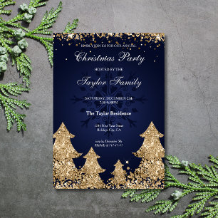 Elegant Gold Glitter Christmas Corporate Party Invitation