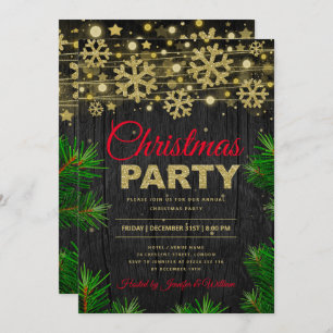 Elegant Gold Glitter Christmas Holiday Party Invitation