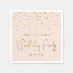 Elegant Gold Glitter Confetti 50th Birthday Blush Napkin
