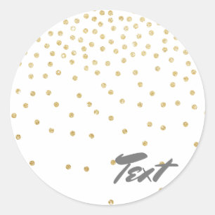 elegant gold glitter confetti dot pattern on classic round sticker