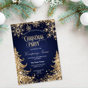 Elegant Gold Glitter Corporate Christmas Party Invitation