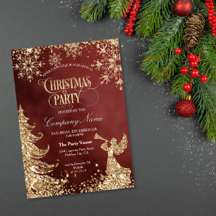 Elegant Gold Glitter Corporate Christmas Party Invitation
