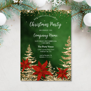 Elegant Gold Glitter Corporate Christmas Party Invitation