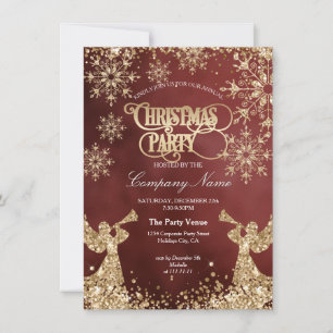 Elegant Gold Glitter Corporate Christmas Party Invitation