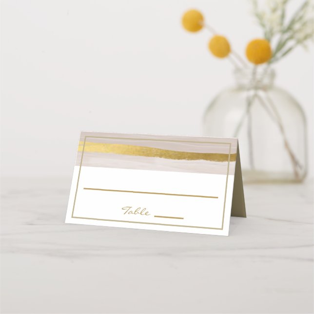 Elegant Gold Glitter Cream Classic Place Card (Front)
