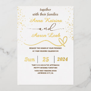 Elegant Gold Glitter Custom Wedding Foil Invite