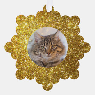 Elegant Gold Glitter Customised Cat Tree Decoration Card